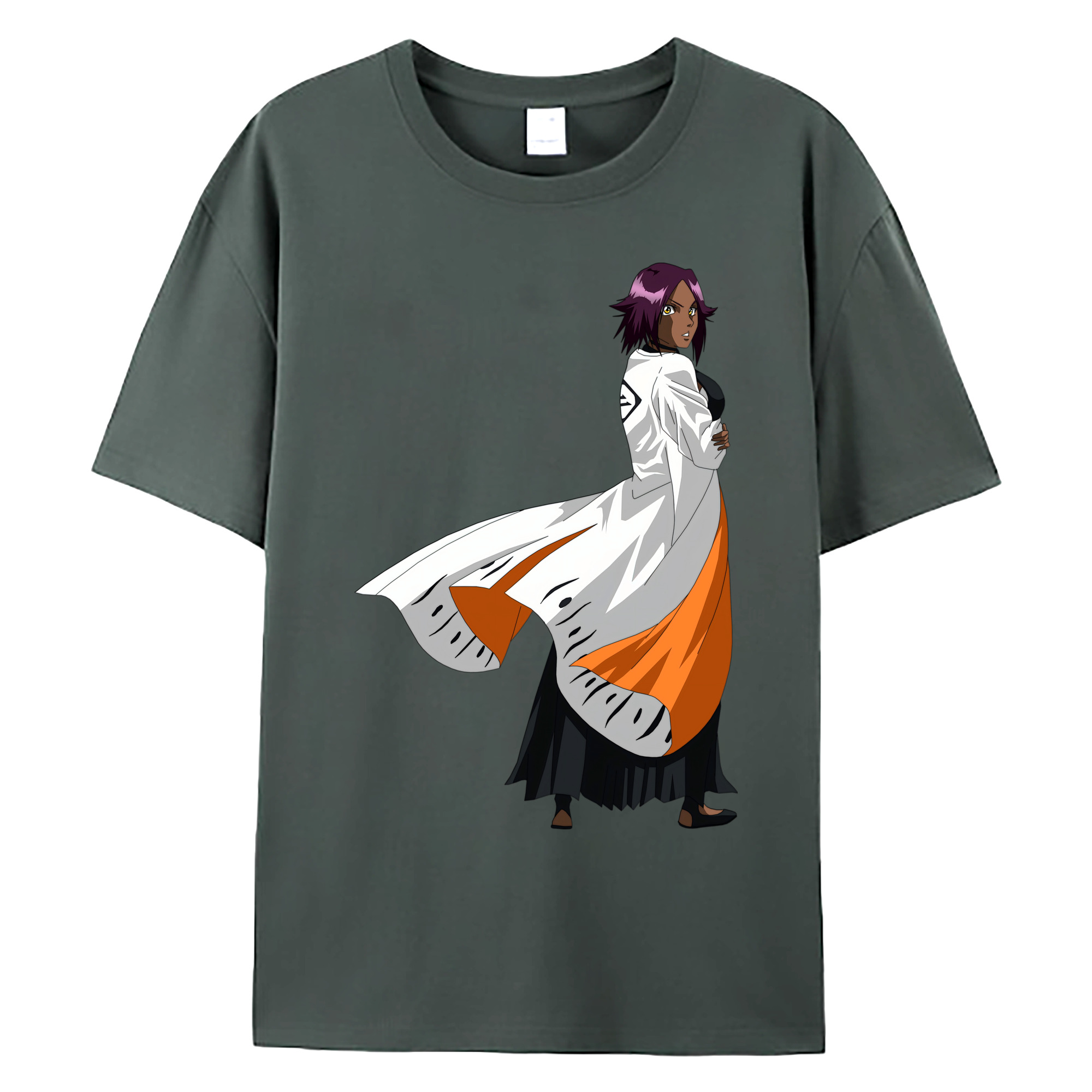 （画像用） ブリーチ 四楓院 夜一（しほういん よるいち） BLEACH Shihouin Yoruichi 綿100％ メンズ半袖Tシャツ｜肌触りやわらか＆通気性